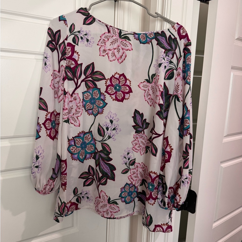 Talbots Floral Blouse - Pink and Blue
